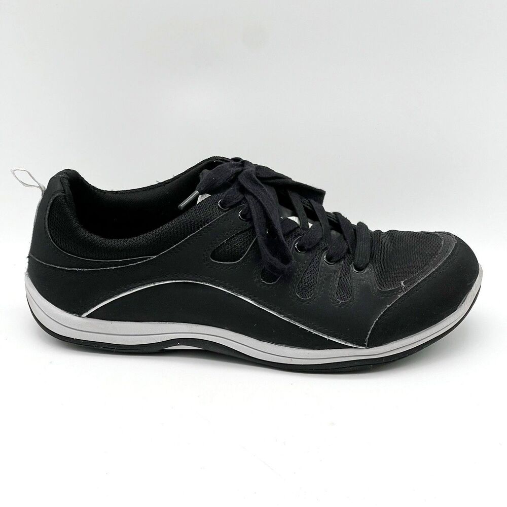 East Street Sport Ellen Black Leather Lace Up Sneakers Walking Shoe Women’s 10